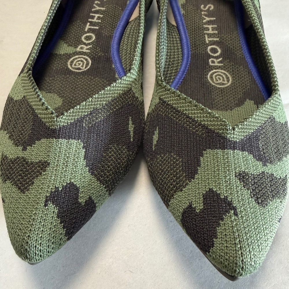Rothys Womens Size W8 The Point Camo Green‎ Shoes Camouflage Pointed Toe Flats - Picture 3 of 10